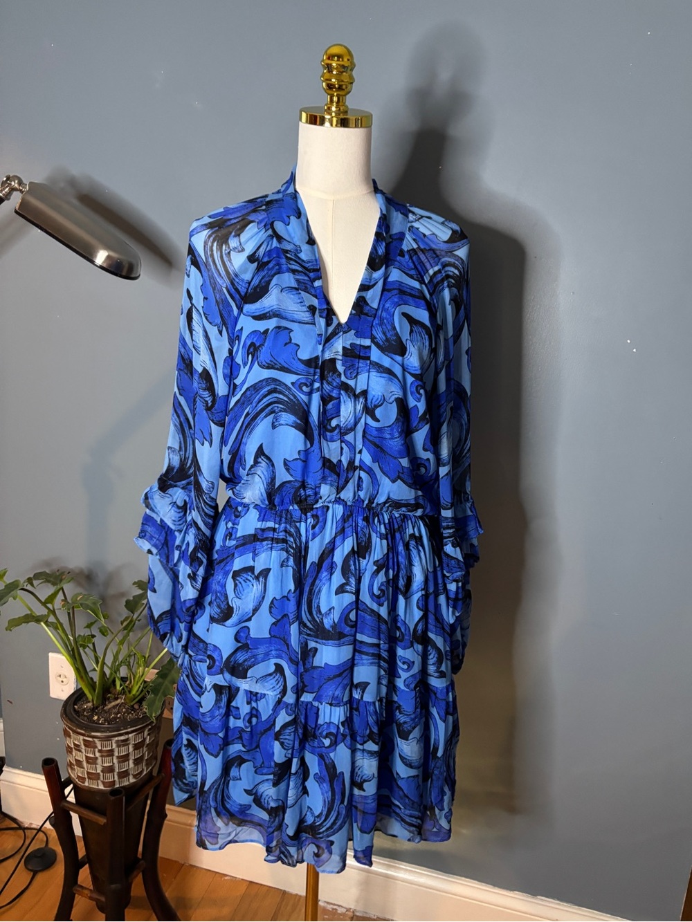 Maude Vivante Long Sleeve Ruffle Dress